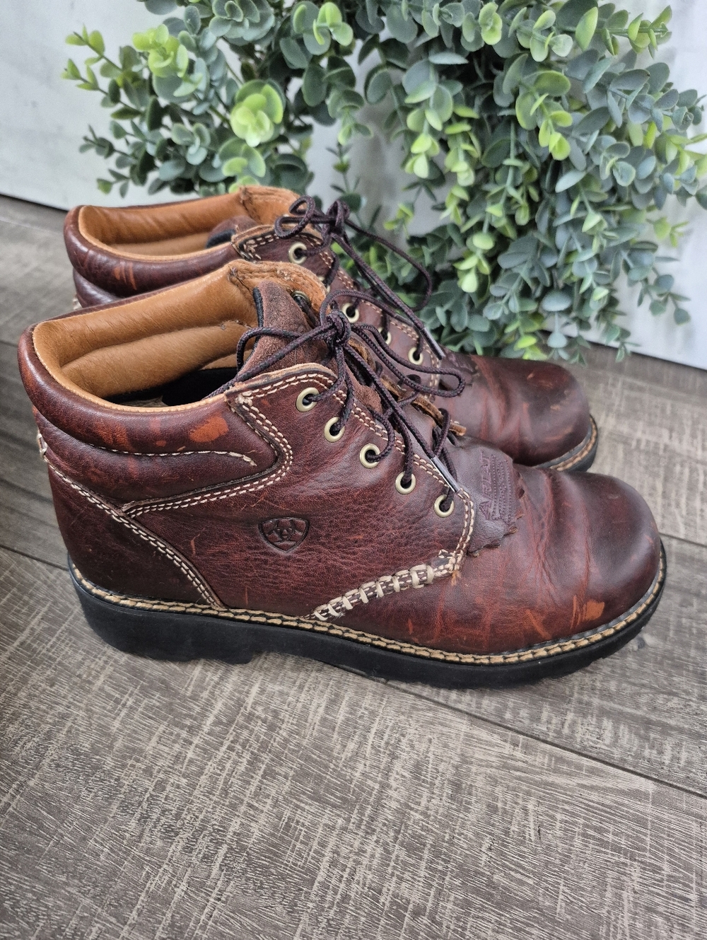 Ariat Canyon Boots Brown Leather Lace Up Work Hiking Outdoor Womens Size 9.5B - Picture 3 of 9